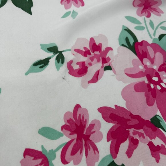 JUICY COUTURE *Flawed* Pink White Green Floral Rose Square Scarf Shawl Polyester - Picture 5 of 5